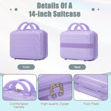 Blue Purple 2PC Luggage ABS Spinner Wheel Set with Combination Lock - 14" & 20" Cosmetic Case (Blue Purple)