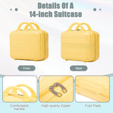 Yellow 2PC Luggage ABS Spinner Wheel Set with Combination Lock - 14" & 20" Cosmetic Case (Yellow)