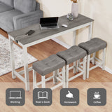 New Bar Table White & Grey Set Island Table Power Outlet Sofa Bar Table W Stools W1998P324488 - FREE SHIPPING!