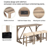 Bar Table Set Power Outlet Sofa Bar Table W Stools Couch Table W 3 Padded Stools W1998P193823 - FREE SHIPPING!