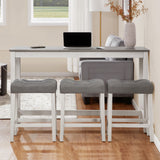 New Bar Table White & Grey Set Island Table Power Outlet Sofa Bar Table W Stools W1998P324488 - FREE SHIPPING!