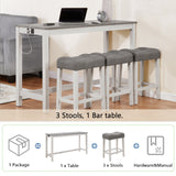 New Bar Table White & Grey Set Island Table Power Outlet Sofa Bar Table W Stools W1998P324488 - FREE SHIPPING!