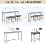 New Bar Table White & Grey Set Island Table Power Outlet Sofa Bar Table W Stools W1998P324488 - FREE SHIPPING!