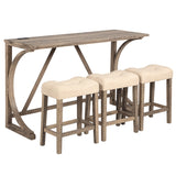 Bar Table Set Power Outlet Sofa Bar Table W Stools Couch Table W 3 Padded Stools W1998P193823 - FREE SHIPPING!