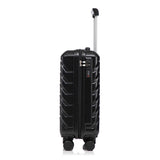 Black 2PC Luggage ABS Spinner Wheel Set with Combination Lock - 14" & 20" Cosmetic Case (Black)