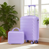 Blue Purple 2PC Luggage ABS Spinner Wheel Set with Combination Lock - 14" & 20" Cosmetic Case (Blue Purple)