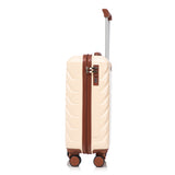 Beige 2PC Luggage ABS Spinner Wheel Set with Combination Lock - 14" & 20" Cosmetic Case (Beige)
