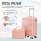 Pink 2PC Luggage ABS Spinner Wheel Set with Combination Lock - 14" & 20" Cosmetic Case (Pink)
