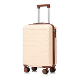Beige 2PC Luggage ABS Spinner Wheel Set with Combination Lock - 14" & 20" Cosmetic Case (Beige)