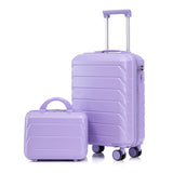Blue Purple 2PC Luggage ABS Spinner Wheel Set with Combination Lock - 14" & 20" Cosmetic Case (Blue Purple)
