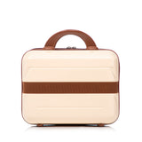 Beige 2PC Luggage ABS Spinner Wheel Set with Combination Lock - 14" & 20" Cosmetic Case (Beige)