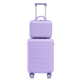 Blue Purple 2PC Luggage ABS Spinner Wheel Set with Combination Lock - 14" & 20" Cosmetic Case (Blue Purple)
