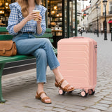 Pink 2PC Luggage ABS Spinner Wheel Set with Combination Lock - 14" & 20" Cosmetic Case (Pink)