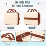 Beige 2PC Luggage ABS Spinner Wheel Set with Combination Lock - 14" & 20" Cosmetic Case (Beige)