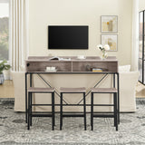 Bronze 59 inch bar table, dining table, sofa table with power socket and LED light, 3 saddle stools, 4-piece bar table and chairs set for living room, dining room and kitchen,W2972P313230 - FREE SHIPPING!