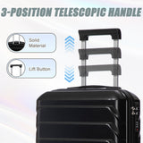 Black 2PC Luggage ABS Spinner Wheel Set with Combination Lock - 14" & 20" Cosmetic Case (Black)