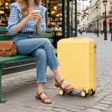 Yellow 2PC Luggage ABS Spinner Wheel Set with Combination Lock - 14" & 20" Cosmetic Case (Yellow)