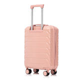 Pink 2PC Luggage ABS Spinner Wheel Set with Combination Lock - 14" & 20" Cosmetic Case (Pink)