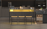 Bronze 59 inch bar table, dining table, sofa table with power socket and LED light, 3 saddle stools, 4-piece bar table and chairs set for living room, dining room and kitchen,W2972P313230 - FREE SHIPPING!