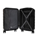 Black 2PC Luggage ABS Spinner Wheel Set with Combination Lock - 14" & 20" Cosmetic Case (Black)