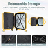 Yellow 2PC Luggage ABS Spinner Wheel Set with Combination Lock - 14" & 20" Cosmetic Case (Yellow)
