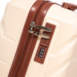 Beige 2PC Luggage ABS Spinner Wheel Set with Combination Lock - 14" & 20" Cosmetic Case (Beige)