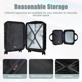 Black 2PC Luggage ABS Spinner Wheel Set with Combination Lock - 14" & 20" Cosmetic Case (Black)