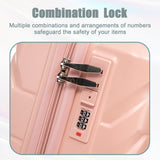 Pink 2PC Luggage ABS Spinner Wheel Set with Combination Lock - 14" & 20" Cosmetic Case (Pink)
