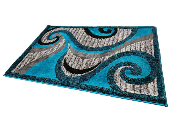 Majestic 2x3 Door Mat - L. GREY/ TURQUOISE- Free Shipping!