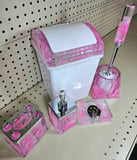 3D Floating Acrylic 5PC Motion Bathroom Vanity Accessory Set Pink Rose Pedal - FREE SHIPPING!