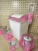 3D Floating Acrylic 5PC Motion Bathroom Vanity Accessory Set Pink Rose Pedal - FREE SHIPPING!