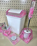 3D Floating Acrylic 5PC Motion Bathroom Vanity Accessory Set Pink Rose Pedal - FREE SHIPPING!