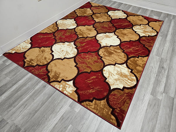 5x7 Trellis Ankara Area Rug MAROON - FREE SHIPPING