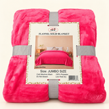 King Size Plush Fleece Bed Blanket Hot Pink Color Soft Cozy Jumbo Size 89x78 inches - FREE SHIPPING