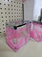 3D Floating Acrylic 5PC Motion Bathroom Vanity Accessory Set Pink Rose Pedal - FREE SHIPPING!
