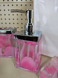 3D Floating Acrylic 5PC Motion Bathroom Vanity Accessory Set Pink Rose Pedal - FREE SHIPPING!