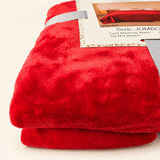 King Size Plush Fleece Bed Blanket Red Color Soft Cozy Jumbo Size 89x78 inches - FREE SHIPPING