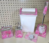 3D Floating Acrylic 5PC Motion Bathroom Vanity Accessory Set Pink Rose Pedal - FREE SHIPPING!