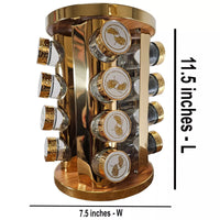 16 Jar Spice Rack Carousel Gold Mirrored - FREE SHIPPING