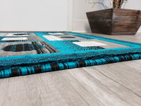 Majestic 2x3 Door Mat - L. GREY/TURQUOISE- Free Shipping!