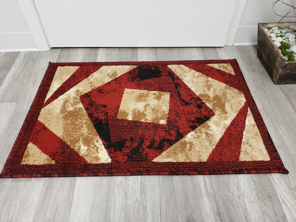 Majestic 2x3 Door Mat - BEIGE/BURGUNDY- Free Shipping!