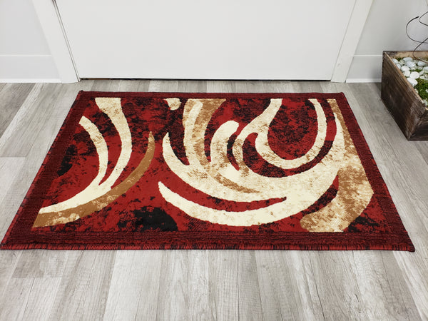 Majestic 2x3 Door Mat - BEIGE/BURGUNDY- Free Shipping!