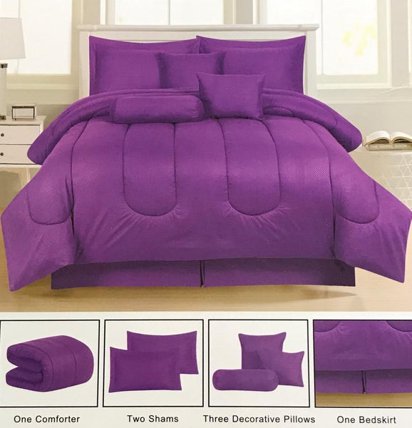 7PC Solid Comforter Set PURPLE - King/Queen