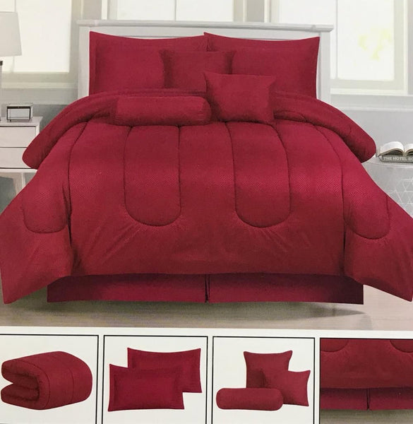 7PC Solid Comforter Set MAROON - King/Queen