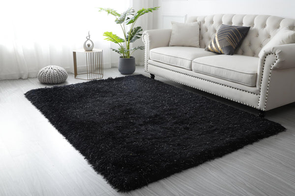 Manhattan Shag Rug Collection - BLACK
