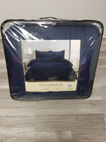 7PC Solid Comforter Set NAVY BLUE - King/Queen