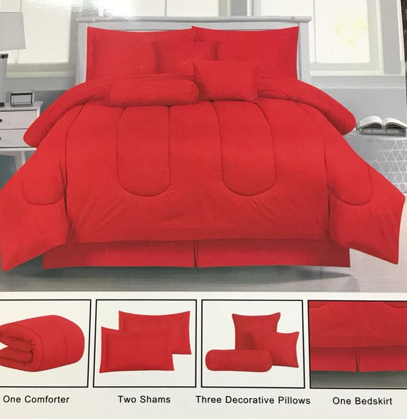 7PC Solid Comforter Set MANGO RED - King/Queen